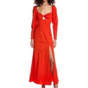 NWT STAUD Josephine Twist-Front Stretch Cotton-Blend Poplin Maxi Dress, Size 14